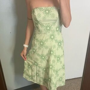 Vintage Green floral seersucker dress